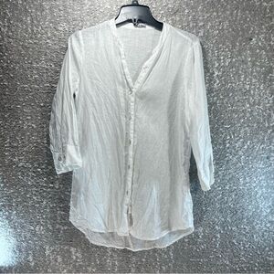 Puro Lino Top Shirt Small Minimalist 100% Linen Quiet Luxury Coastal Beachy